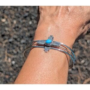 Navajo Cuff Bracelet Native American Handmade Jewelry Zia Southwest‎ Sz 6.75 *
